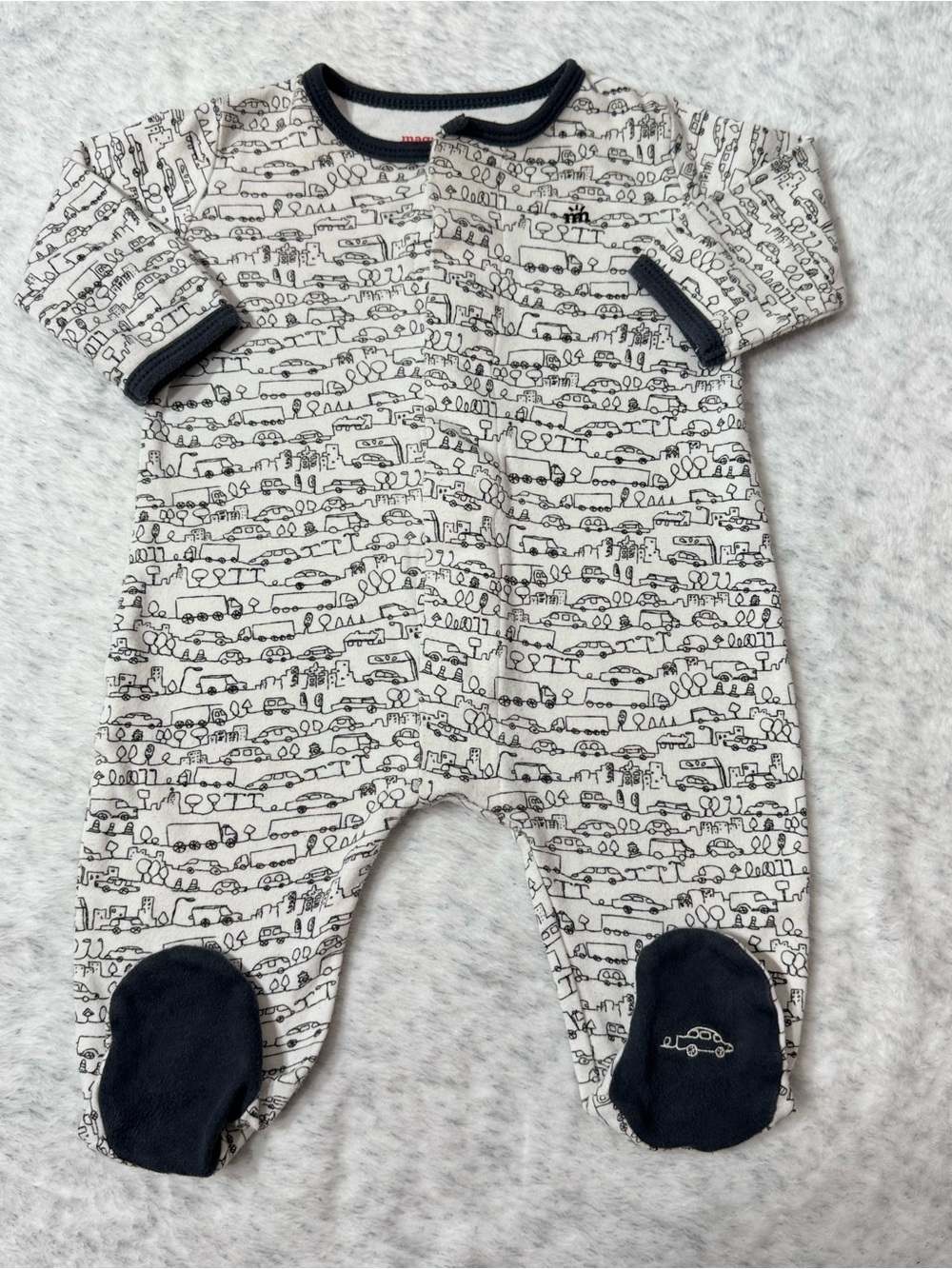 Magnetic Me Cars Trucks City Footie Sleeper 3-6M Baby Boy Organic Cotton Vehicle